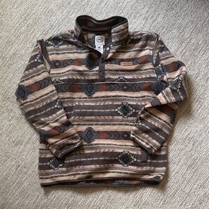 Men's Patterned Pullover Snap-Front Fleece Sweater - Brown Rust